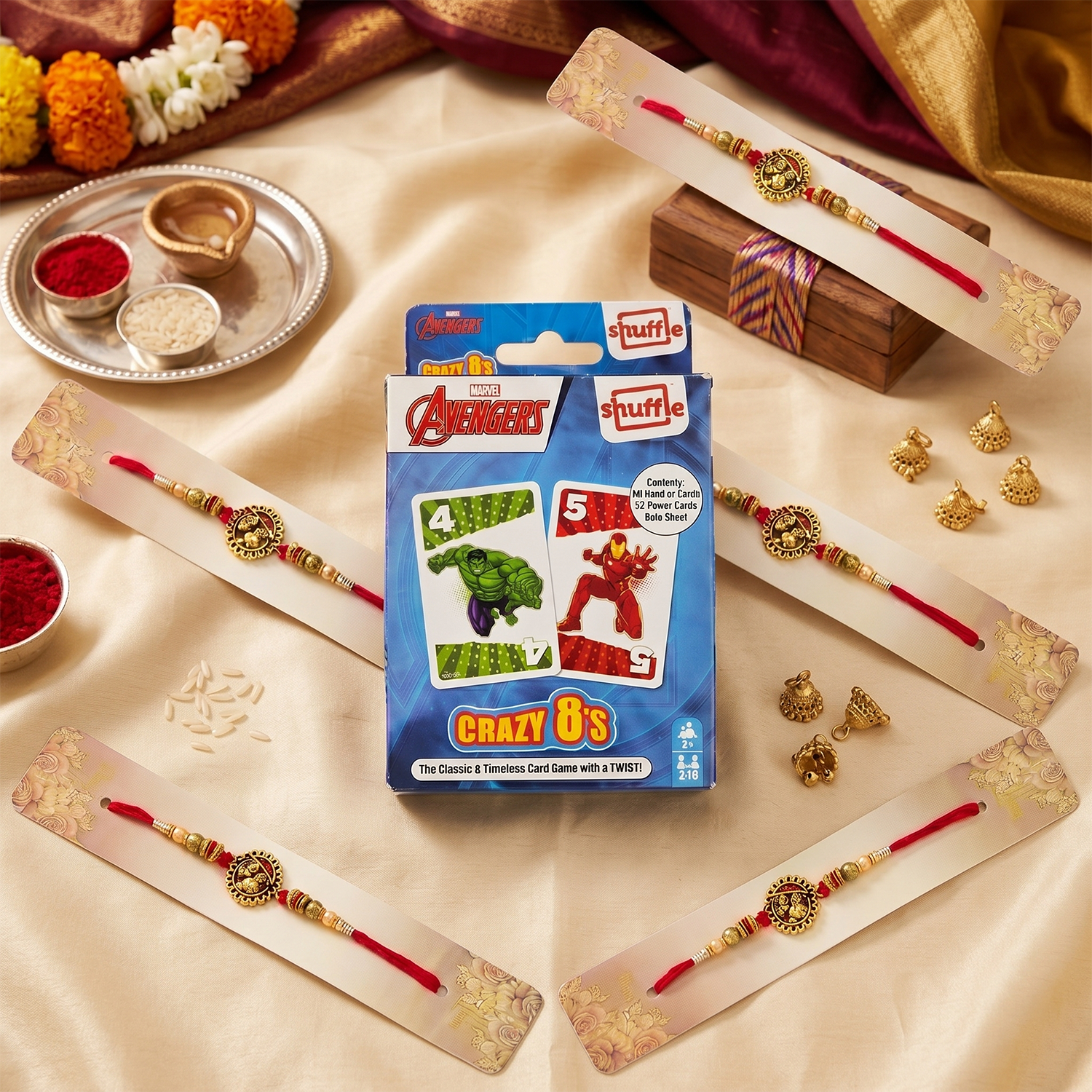 Card Game & Rakhi Combo Set for Kids – Festive Gift Hamper