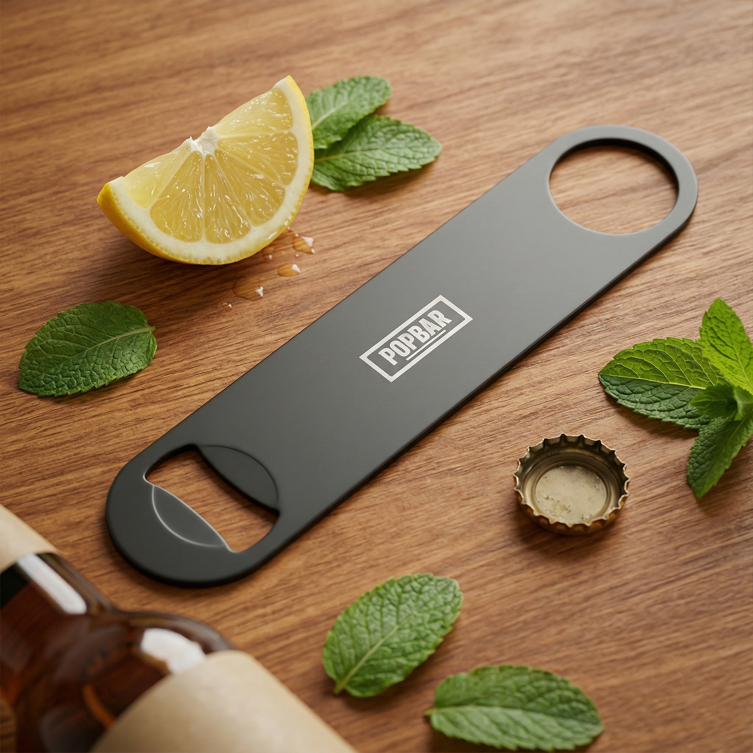 Professional Speed Bottle Opener - Matte Black Lightweight Design | POPBAR 1
