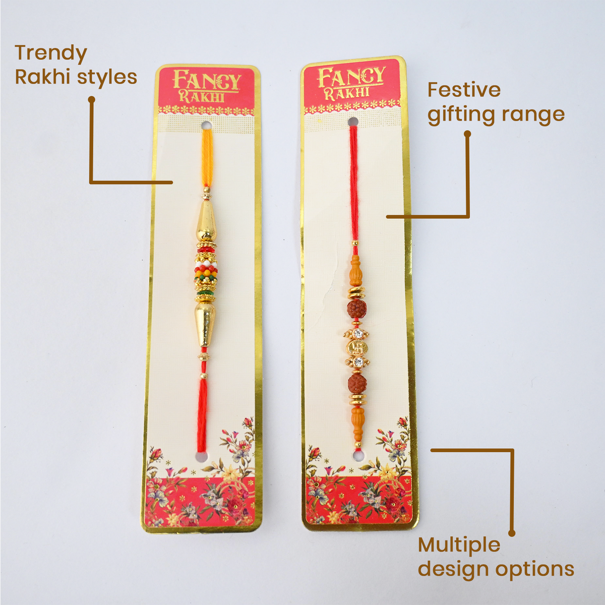 Rakhi Set for Brother - Traditional Handmade Rakhi Combo with Rudraksha, Beads, and Ethnic Designs for Raksha Bandhan – Festive Gift Pack