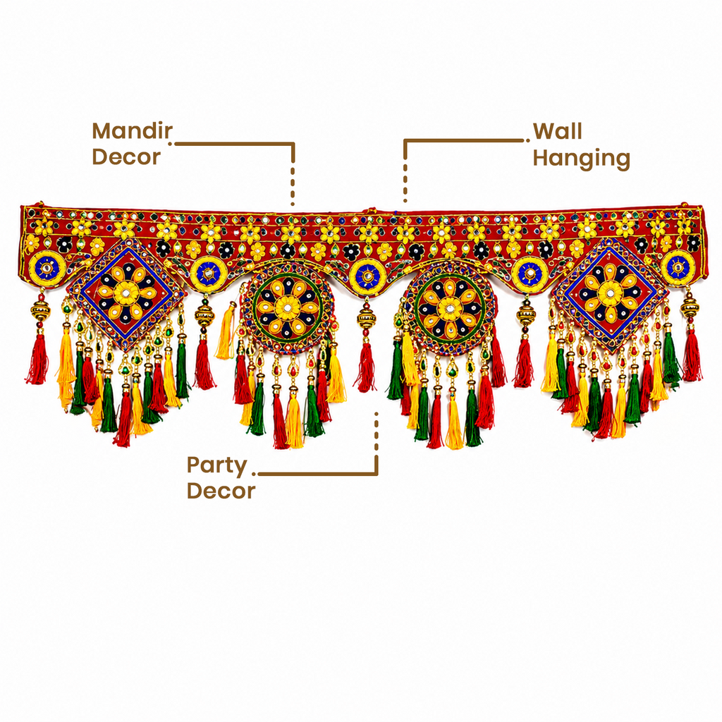 Traditional Handmade Toran for Door Hanging – Ethnic Indian Wall Decor for Festivals, Mandir, and Home Entrance, 93 cm