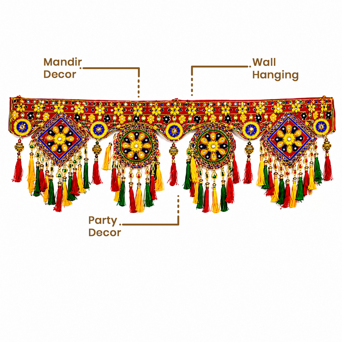 Traditional Handmade Toran for Door Hanging – Ethnic Indian Wall Decor for Festivals, Mandir, and Home Entrance, 93 cm
