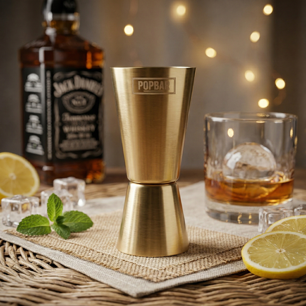 Gold Finish Peg Maker | Accurate Double-Sided Drink Measure 1