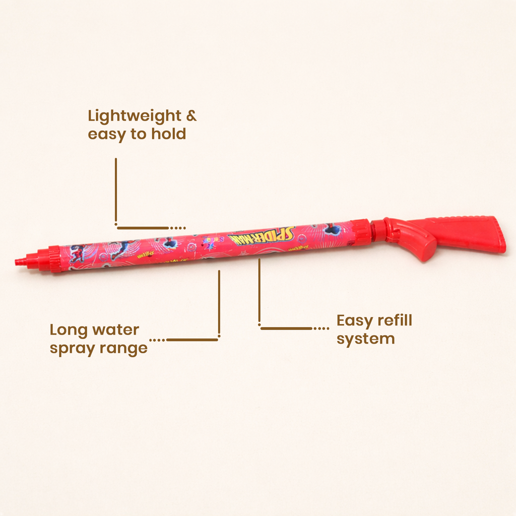 Holi Spiderman Water Gun Pichkari for Kids – 62 cm Long Range, Lightweight & Easy Refill Water Toy