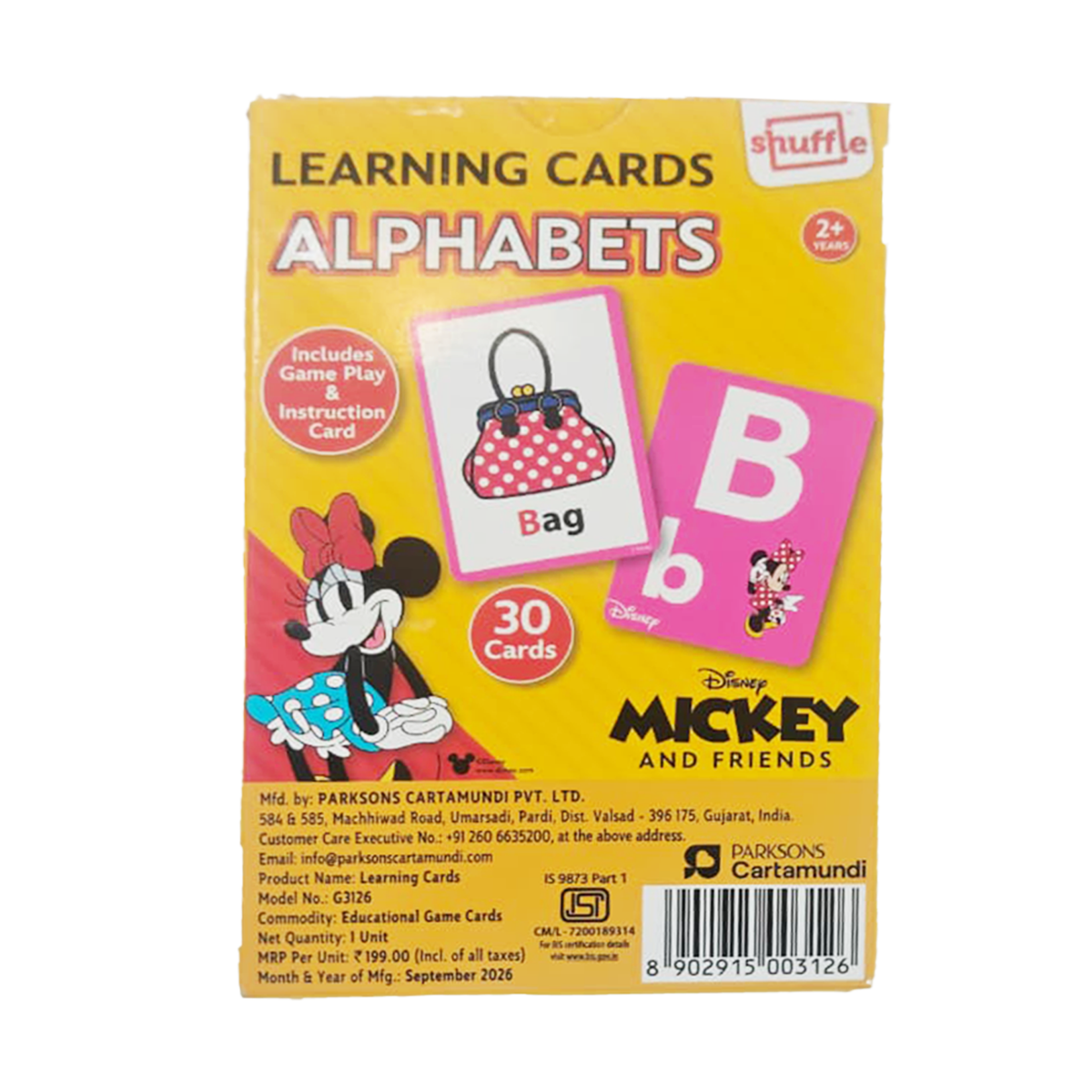 Disney Mickey & Friends Alphabets Educational Learning Flash Cards by Shuffle (30 Cards, Ages 2+)