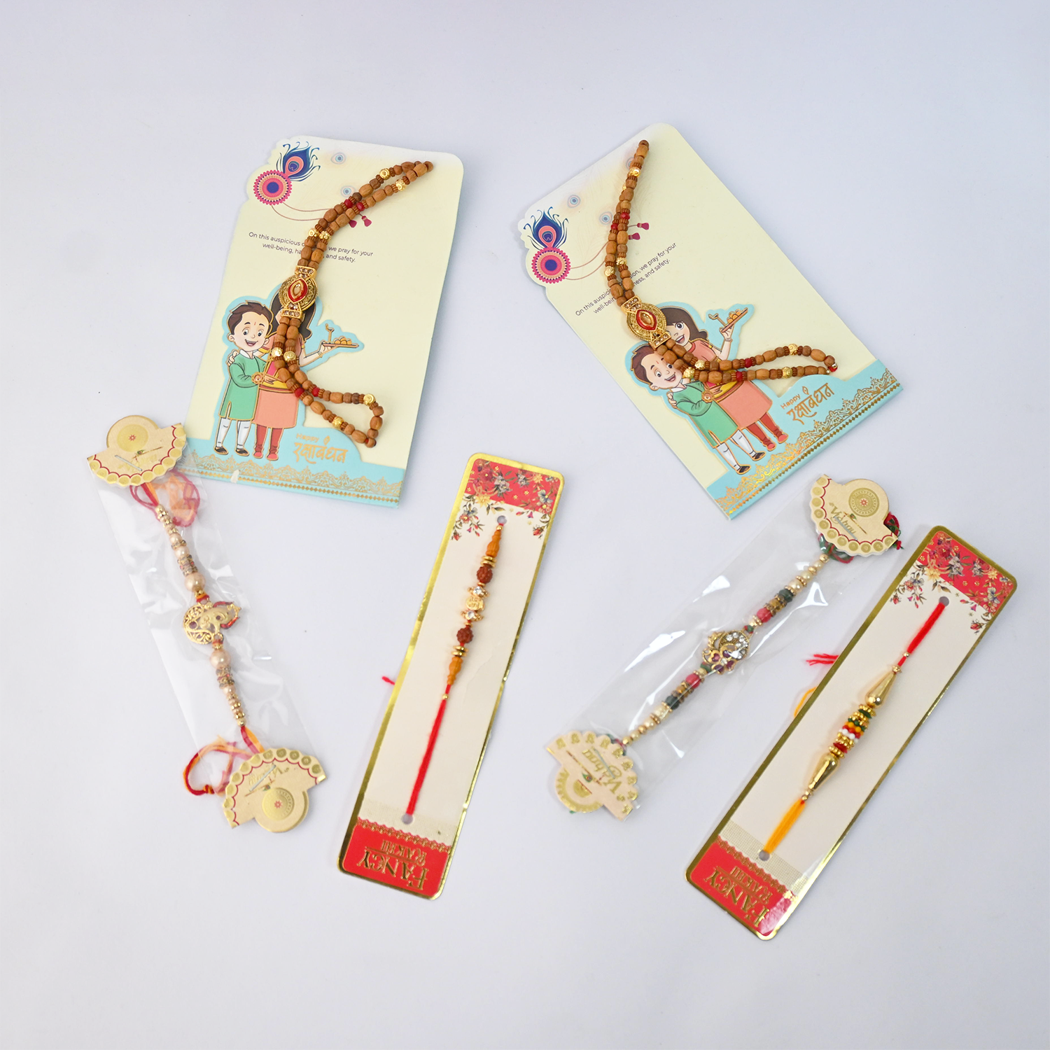 Rakhi Set for Brother - Traditional Handmade Rakhi Combo with Rudraksha, Beads, and Ethnic Designs for Raksha Bandhan – Festive Gift Pack