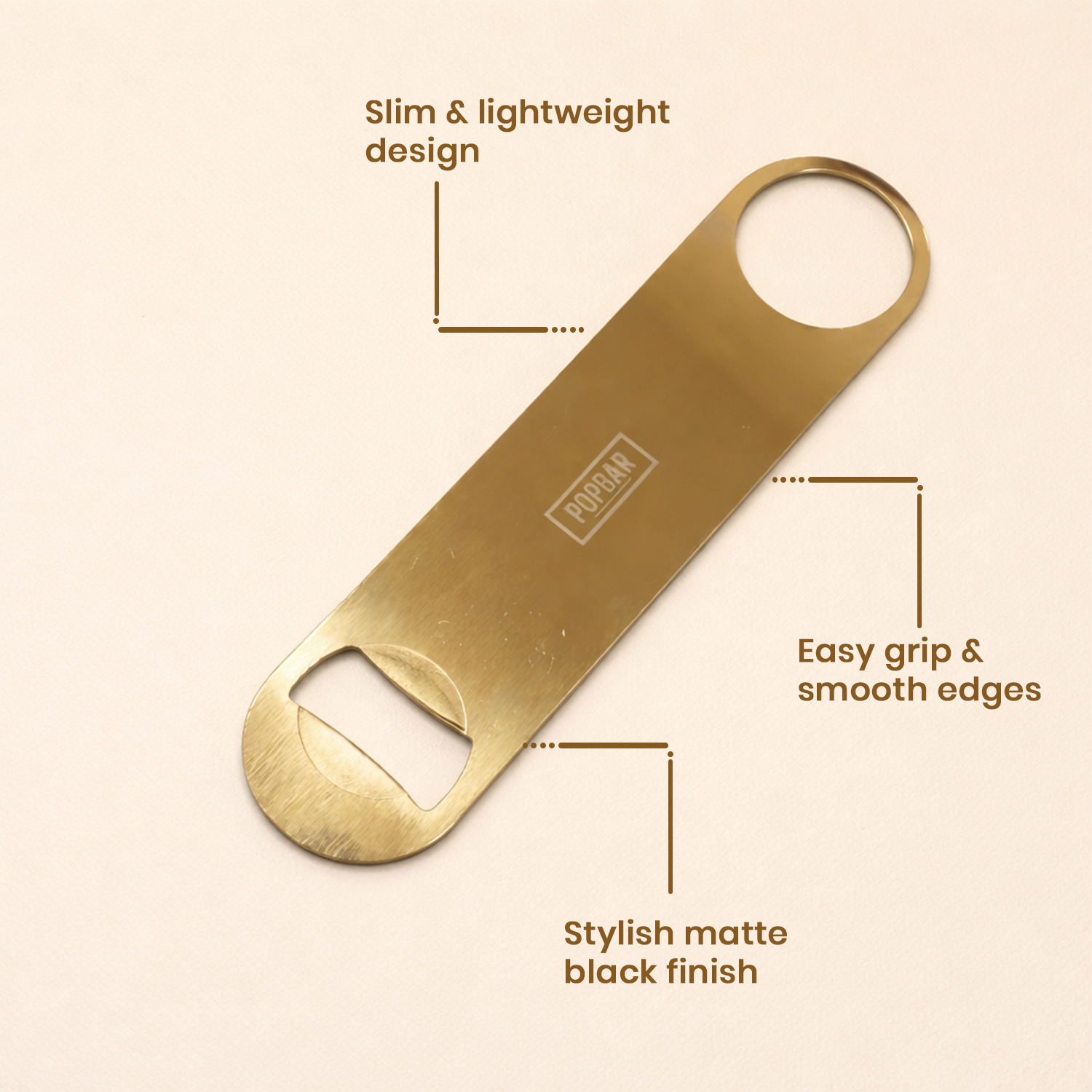 POPBAR Gold Bottle Opener | Slim 18cm Professional Speed Opener 3