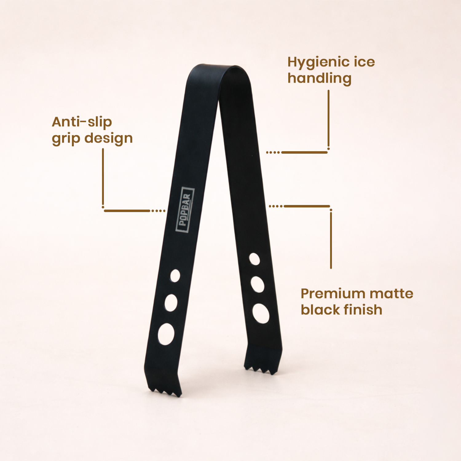 POPBAR Premium Matte Black Ice Tongs | Anti-Slip Grip Stainless Steel Barware 4