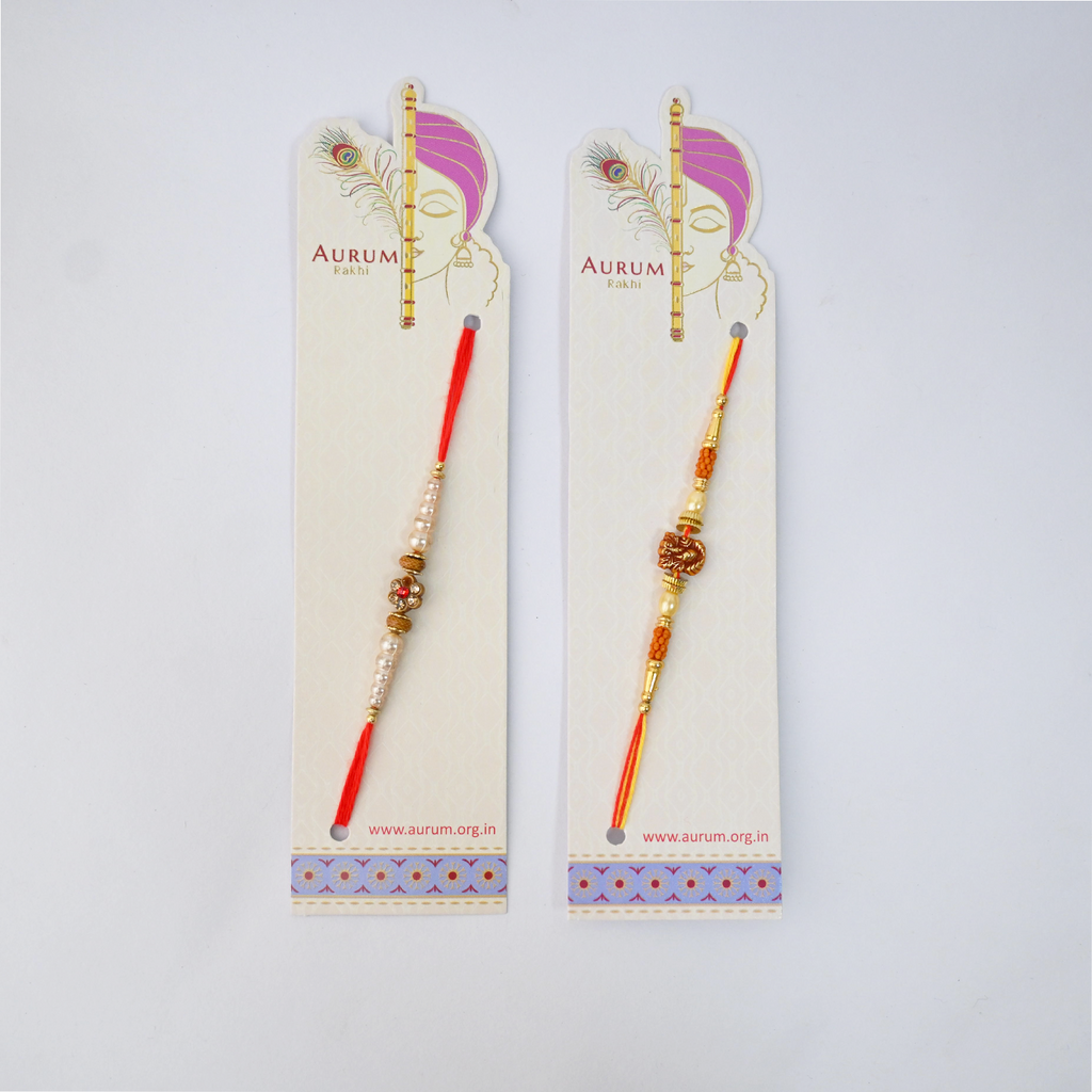 Designer Rakhi Set for Brother - Premium Handmade Rakhi Combo with Festive Packaging for Raksha Bandhan – Traditional Stone, Pearl, and Ethnic Thread Rakhis