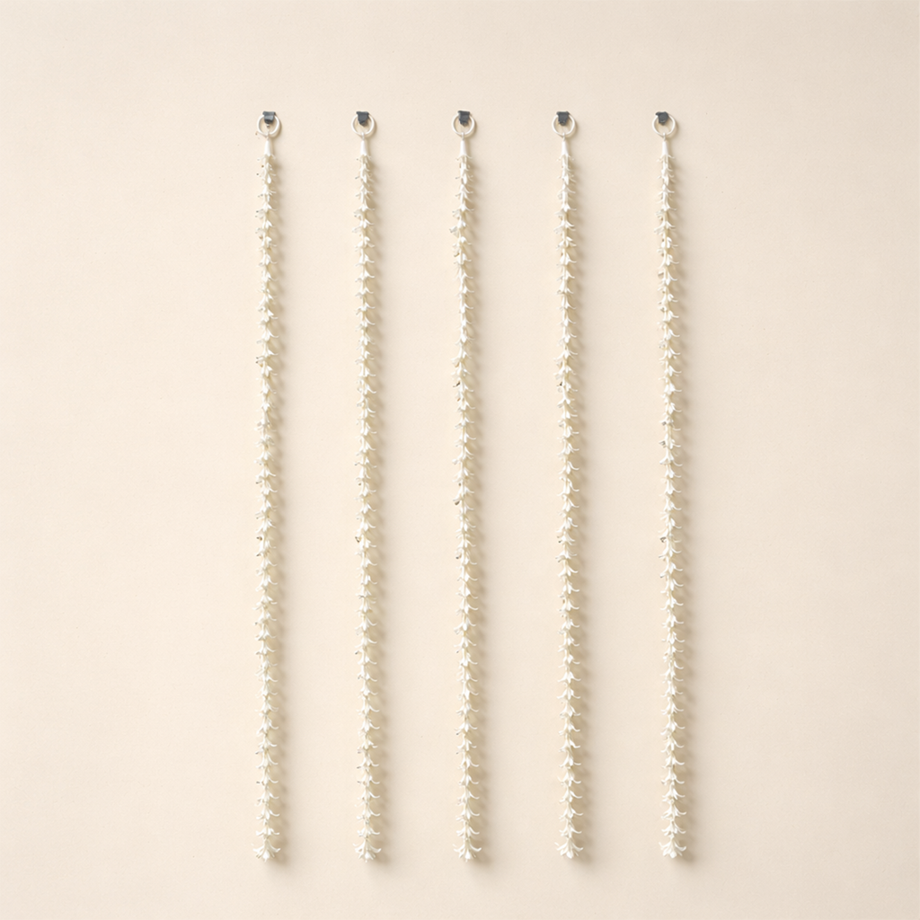 Artificial White Flower Hanging Strings – Decorative Toran for Mandir, Wall Backdrop, Wedding, and Home Entrance (Set of 5, 159 cm)