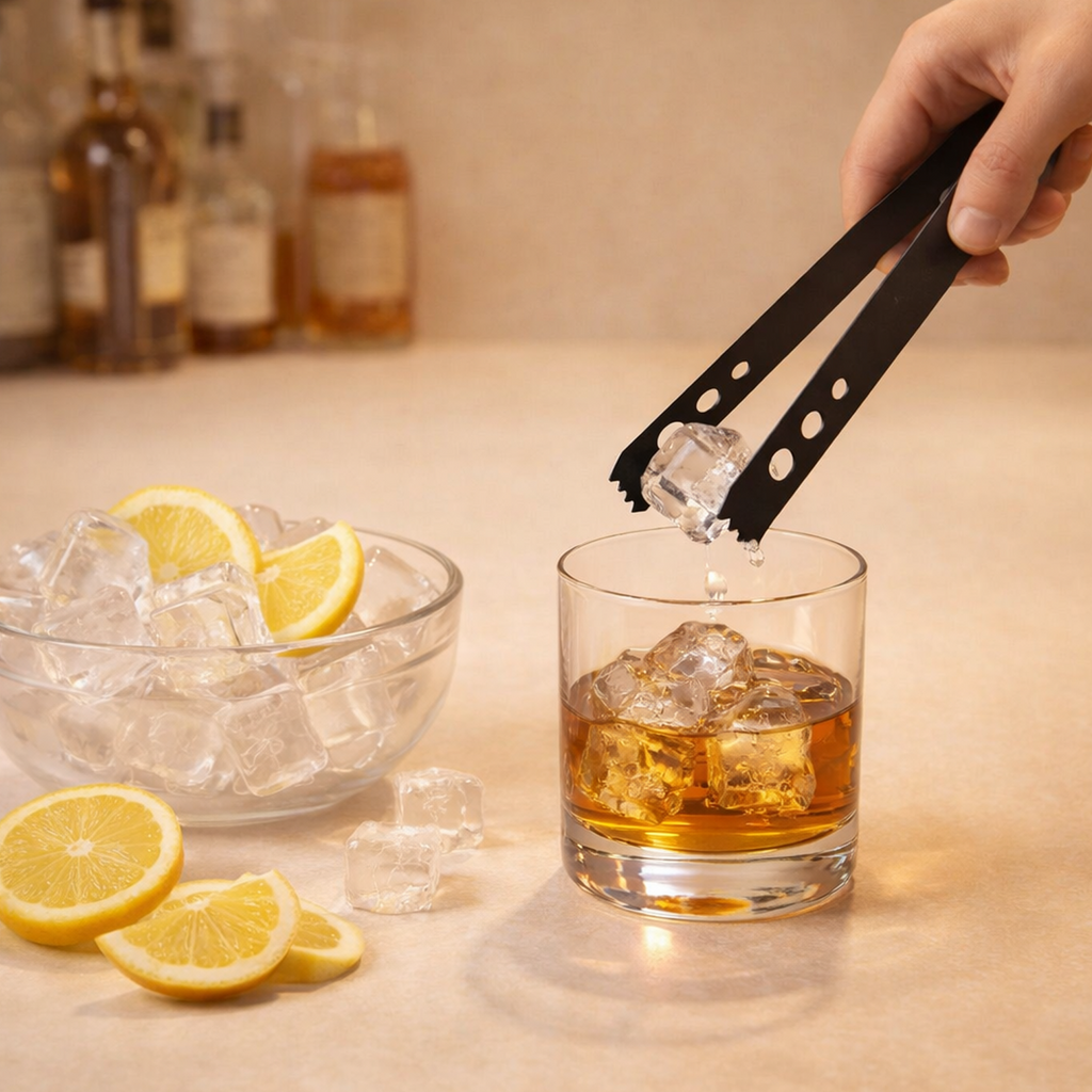 POPBAR Premium Matte Black Ice Tongs | Anti-Slip Grip Stainless Steel Barware 2