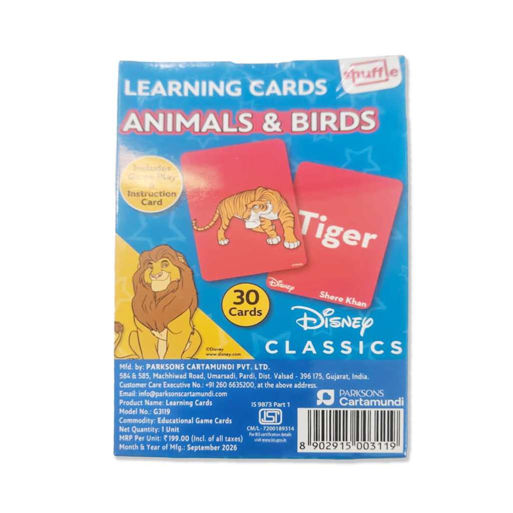 Disney Classics Animals & Birds Educational Learning Flash Cards by Shuffle (30 Cards, Ages 2+)