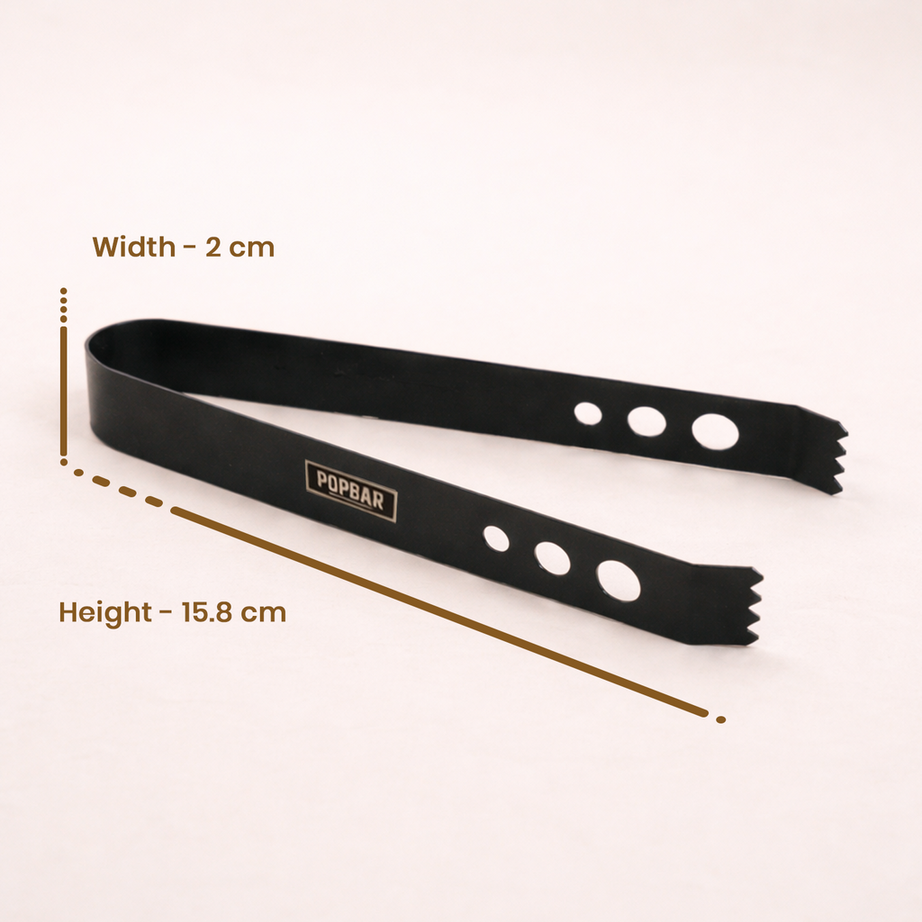 POPBAR Premium Matte Black Ice Tongs | Anti-Slip Grip Stainless Steel Barware 5