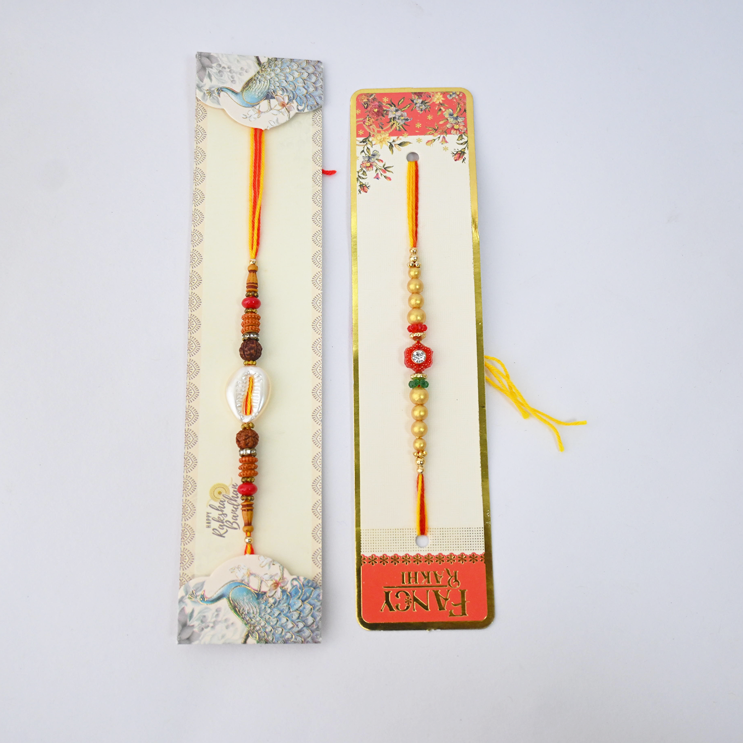 Designer Rakhi Set for Brother - Traditional Handmade Rakhi Combo with Om, Peacock, and Ethnic Beads – Festive Gifting Bundle for Raksha Bandhan