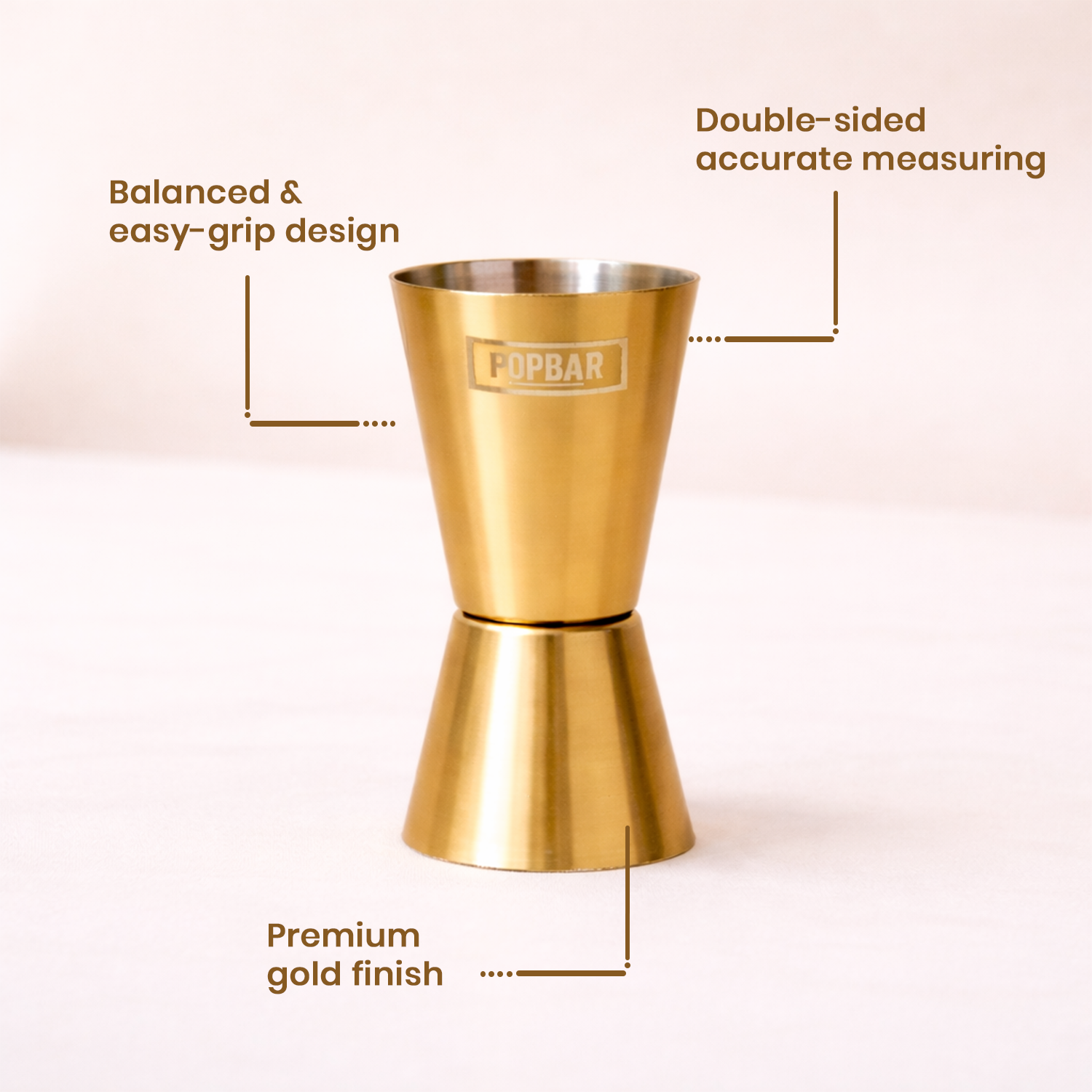 Gold Finish Peg Maker | Accurate Double-Sided Drink Measure 2
