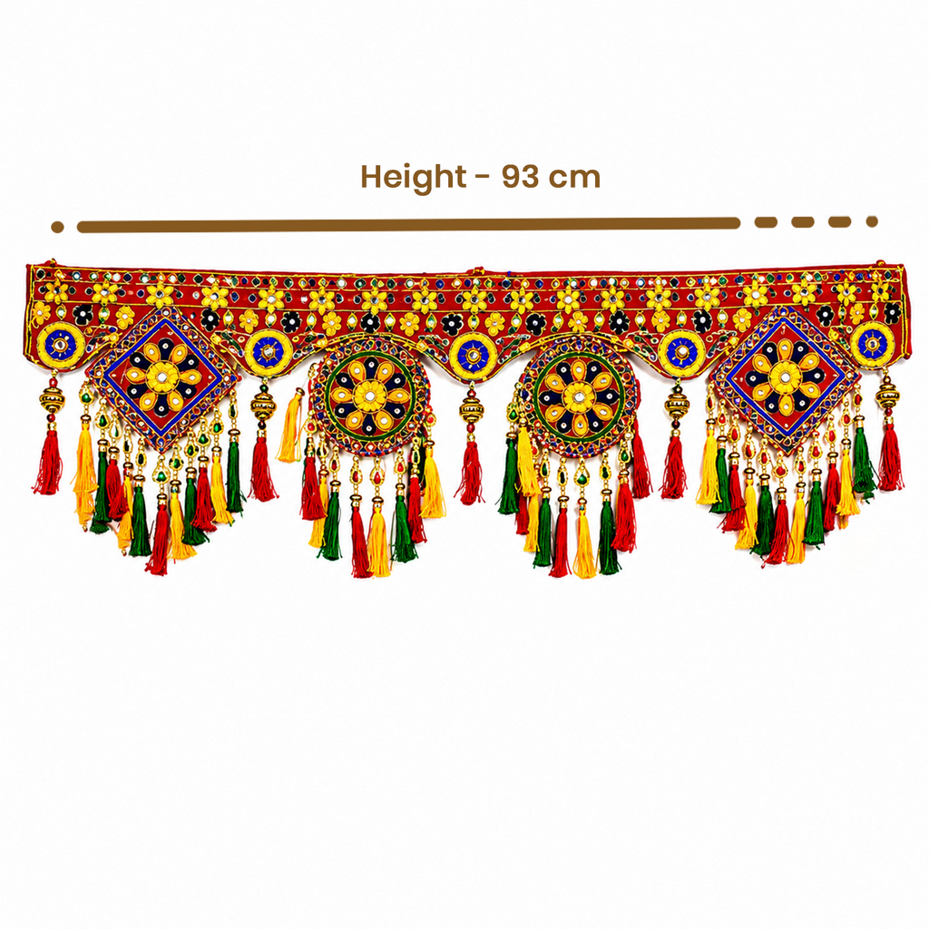 Traditional Handmade Toran for Door Hanging – Ethnic Indian Wall Decor for Festivals, Mandir, and Home Entrance, 93 cm