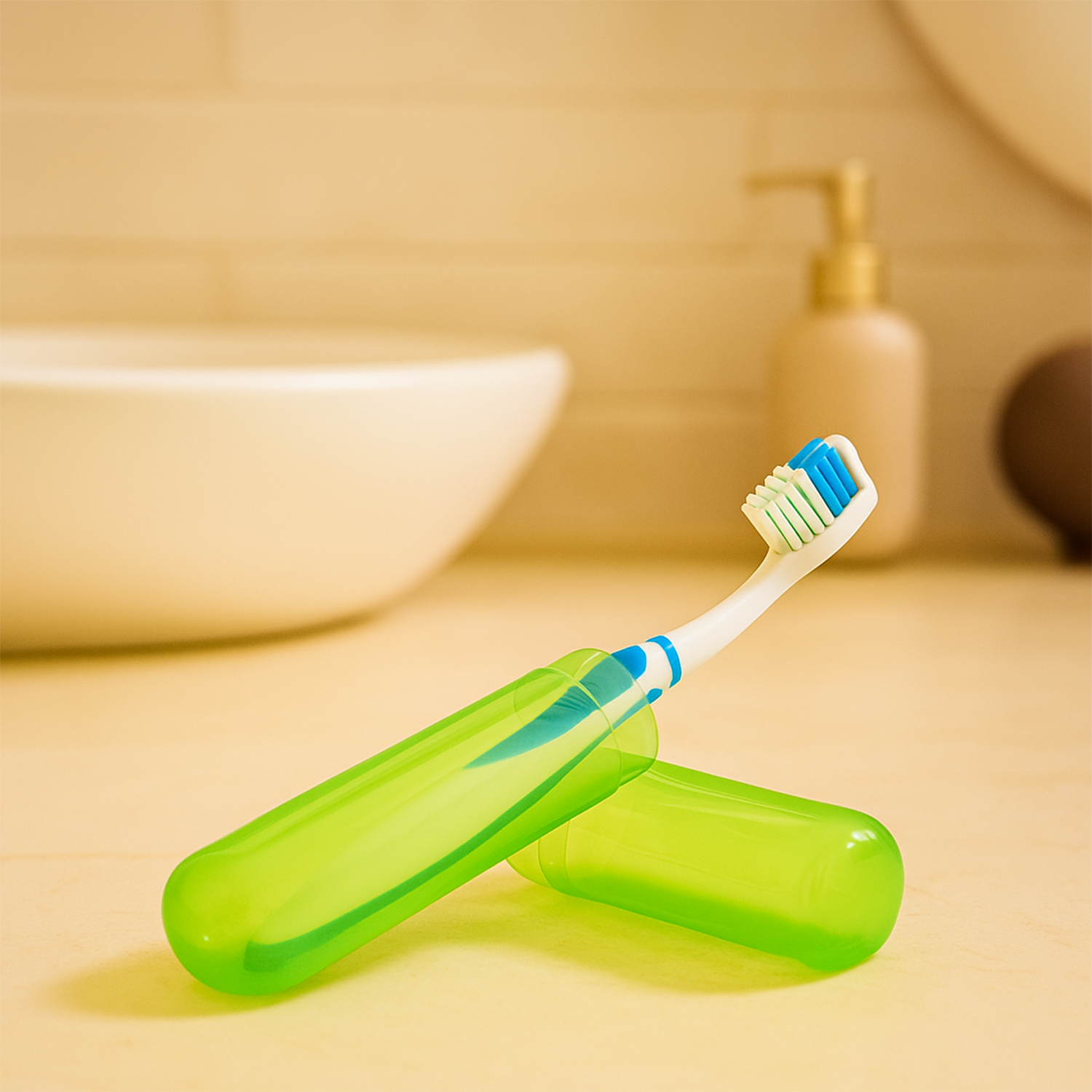 Slim Portable Travel Toothbrush Case – Hygienic Toothbrush Protector & Storage Holder for Camping, Gym, and Business Trips (20.5cm, Neon Green) 1
