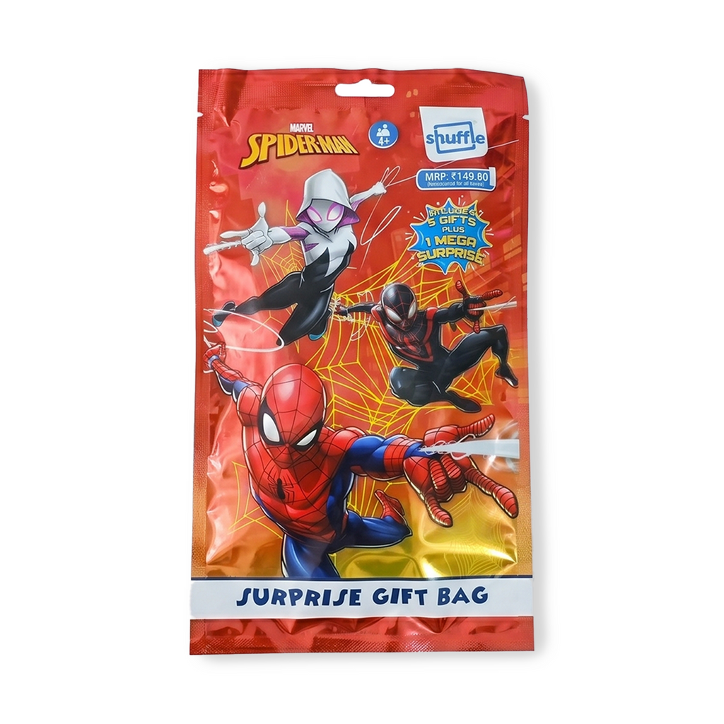Premium Rakhi Combo Set for Kids – Spiderman Surprise Gift Bag with 5 Designer Rakhi