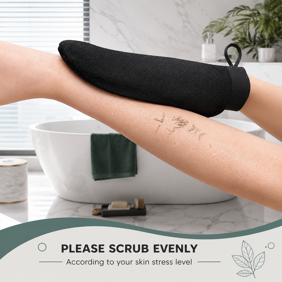 Exfoliating Shower Mitt - Deep Cleaning Body Scrubber Glove for Smooth Skin, Removes Dead Skin Cells & Reduces Ingrown Hairs, Durable & Elastic Bath Exfoliator for All Skin Types