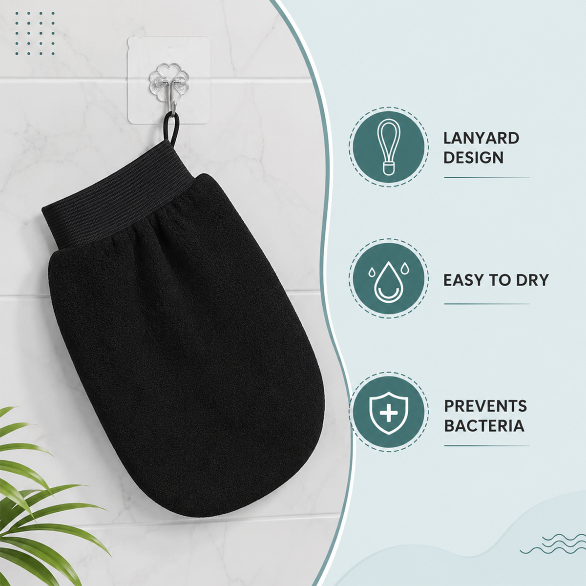Exfoliating Shower Mitt - Deep Cleaning Body Scrubber Glove for Smooth Skin, Removes Dead Skin Cells & Reduces Ingrown Hairs, Durable & Elastic Bath Exfoliator for All Skin Types