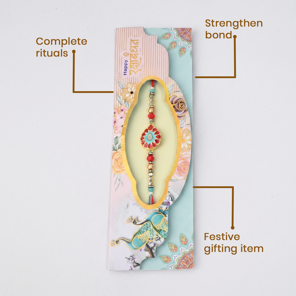 Premium Little Krishna Rakhi (Pack of 6) - Auspicious Peacock Feather Design Rakhi Set for Brothers