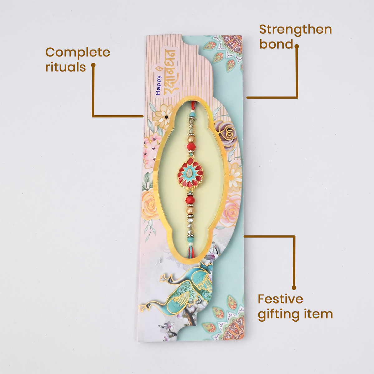 Premium Little Krishna Rakhi (Pack of 6) - Auspicious Peacock Feather Design Rakhi Set for Brothers