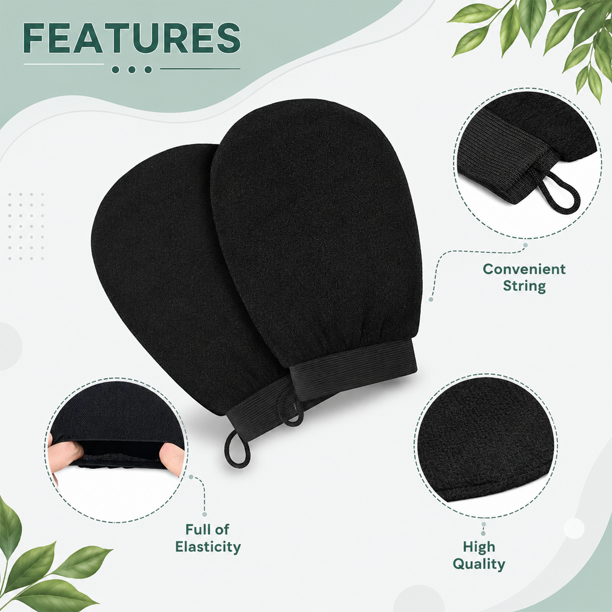 Exfoliating Shower Mitt - Deep Cleaning Body Scrubber Glove for Smooth Skin, Removes Dead Skin Cells & Reduces Ingrown Hairs, Durable & Elastic Bath Exfoliator for All Skin Types