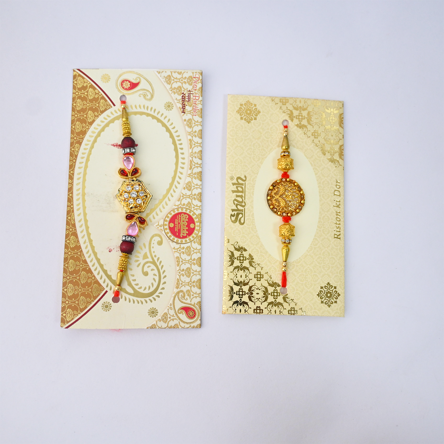 Premium Designer Rakhi Set for Brother - Traditional Ethnic Raksha Bandhan Bracelet Gift Combo with Beads and Stone Work - Handcrafted Indian Festive Wrist Band