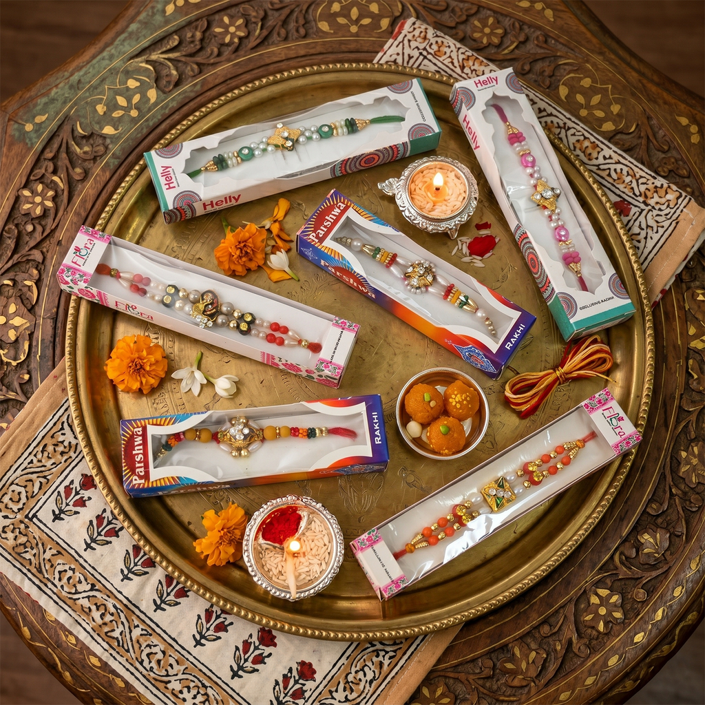 6 Pcs Assorted Designer Brother Rakhi Gift Set with Individual Box Packaging | Rakshabandhan Special