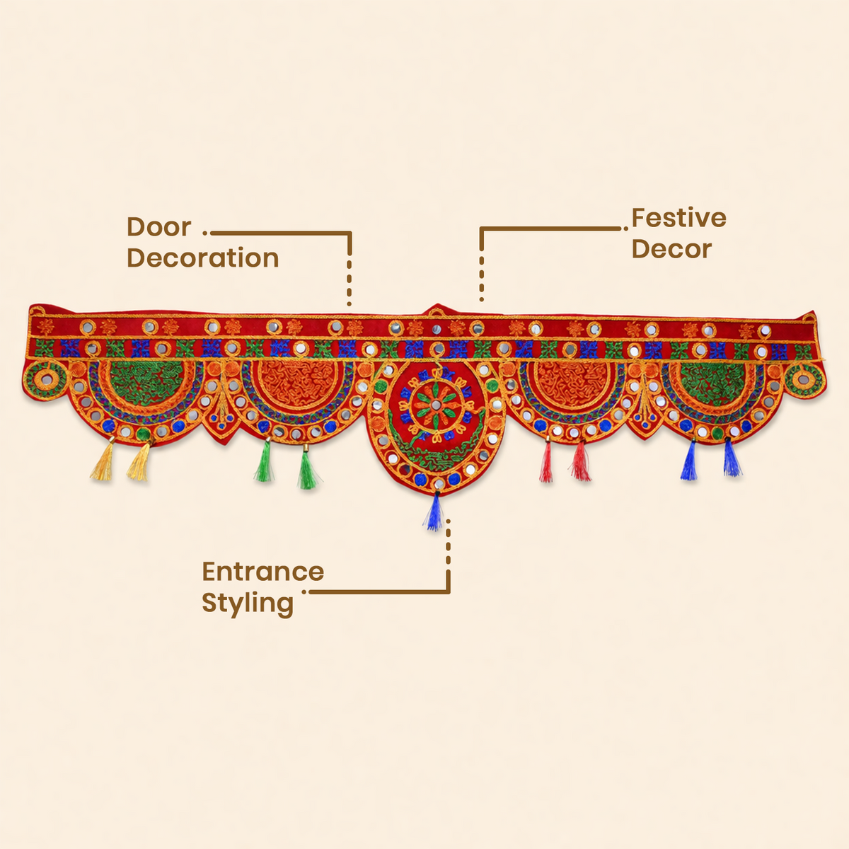 Traditional Decorative Door Toran for Main Entrance - 95 cm Festive Hanging for Home Decor, Diwali, Wedding, Housewarming, and Office Decoration (Multi-Color)