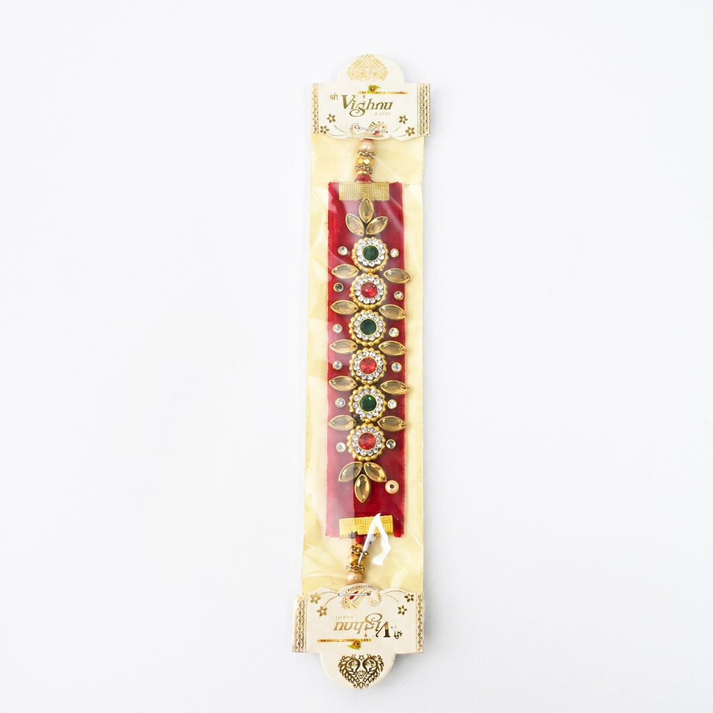 Premium Floral AD Stone Rakhi Set of 6 for Brother - Designer American Flower Bhaiya Rakhi Combo Pack