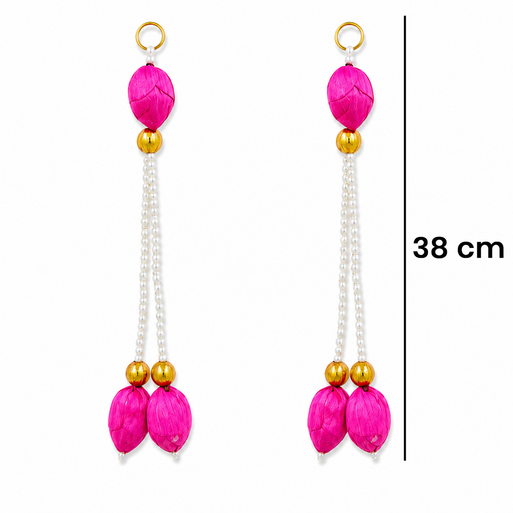 Ethnic Lotus Door Hanging – 38 cm Reusable Traditional Valance for Main Entrance, Housewarming & Festive Home Decor (Set of 2, Pink)