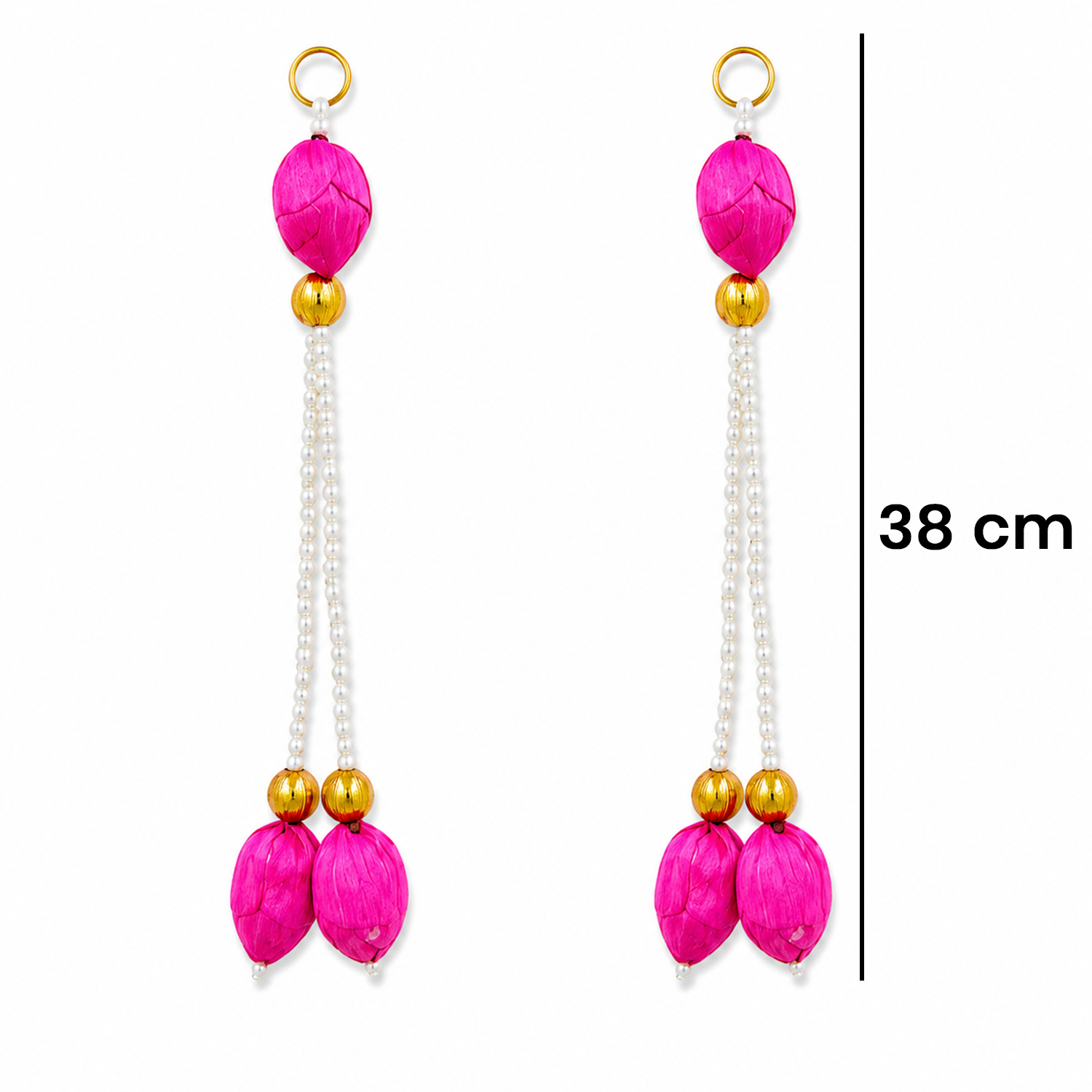 Ethnic Lotus Door Hanging – 38 cm Reusable Traditional Valance for Main Entrance, Housewarming & Festive Home Decor (Set of 2, Pink)
