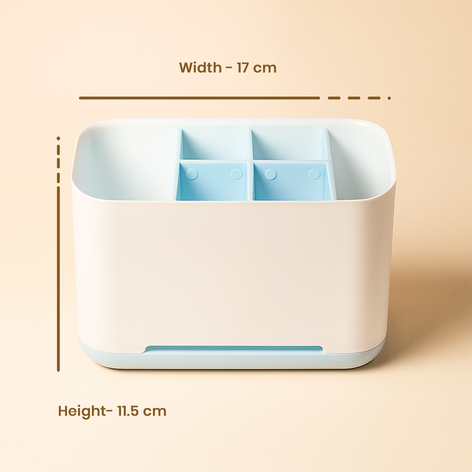 Multi-Purpose Desktop & Bathroom Organizer – Sleek White & Blue Multi-Compartment Caddy 4