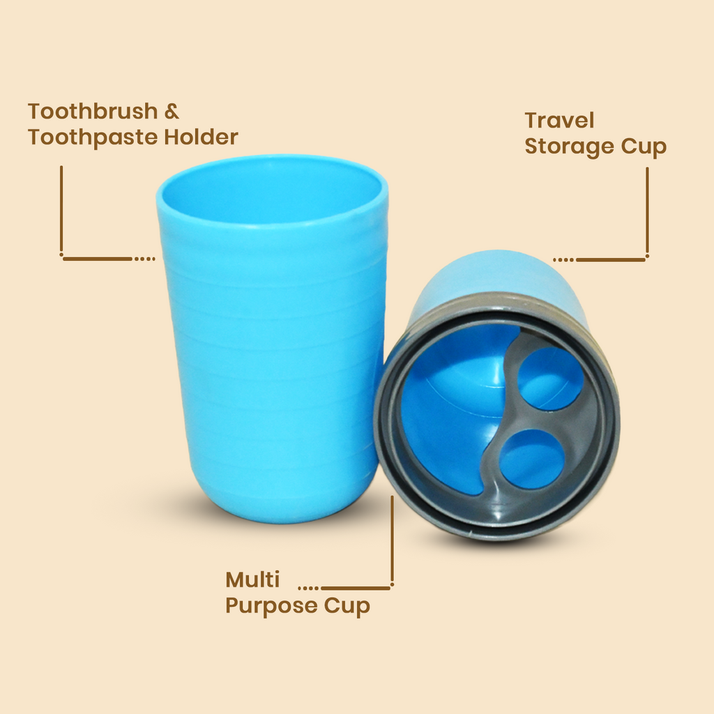 Portable Travel Toothbrush Case & Toothpaste Holder – Multi-Purpose Bathroom Storage Cup with Partition – Lightweight Waterproof Oral Care Organizer for Business Trips, Camping, and Home (Blue) 4