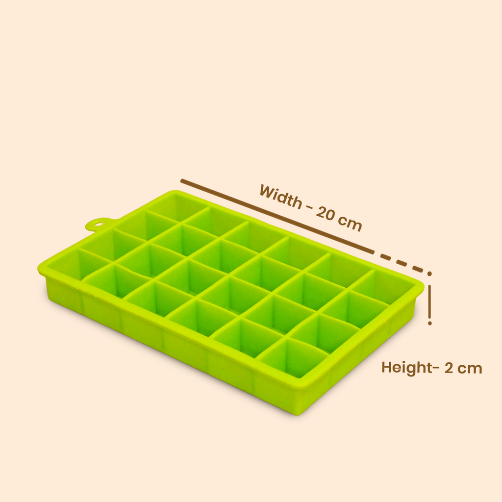 24-Cell Flexible Silicone Square Ice Cube Tray – Lime Green