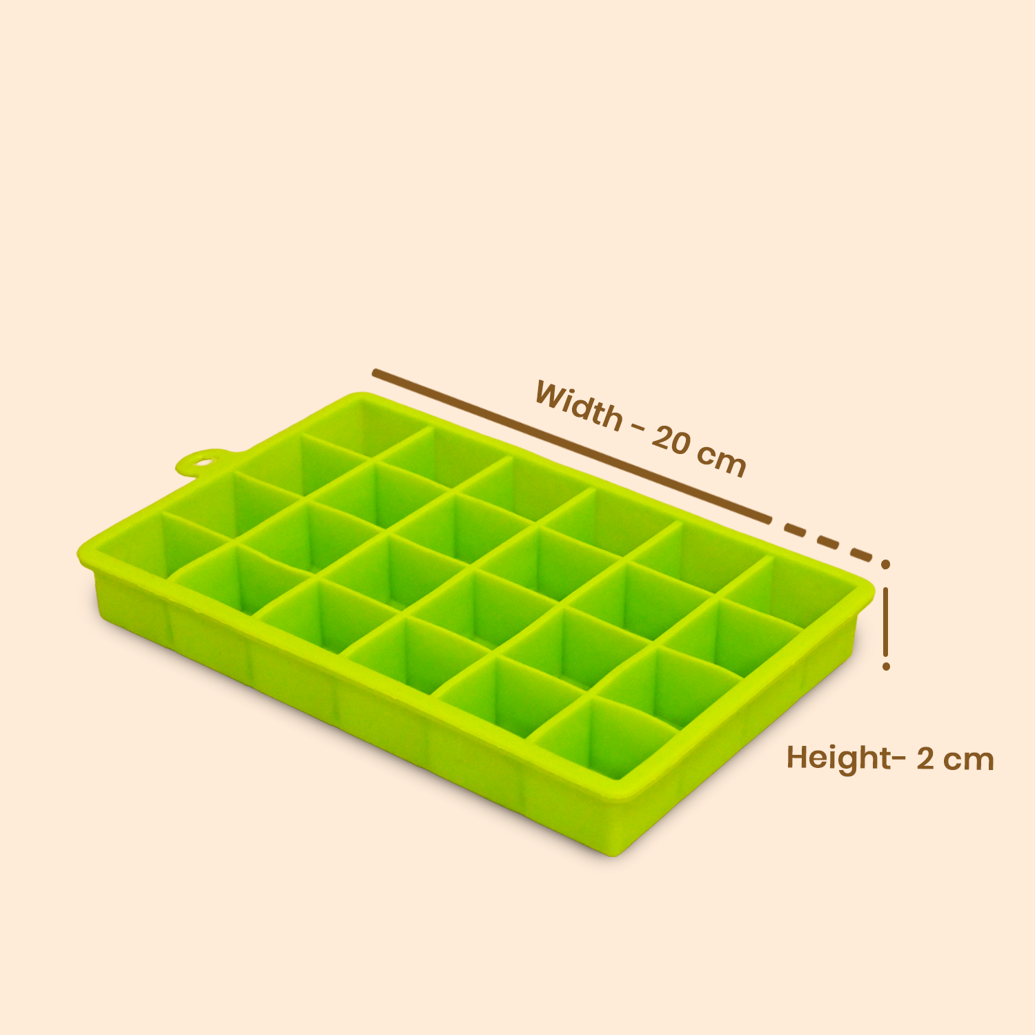 Silicone Ice Cube Tray, Green, 24 Cavity, 20cm Pack of 2