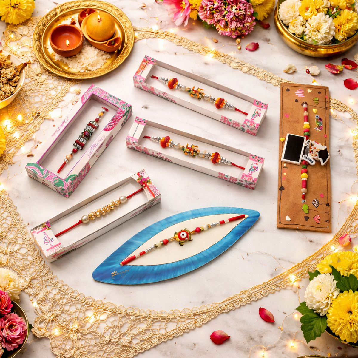 Designer Rakhi Combo Set for Brother - Traditional & Modern Raksha Bandhan Gift Pack