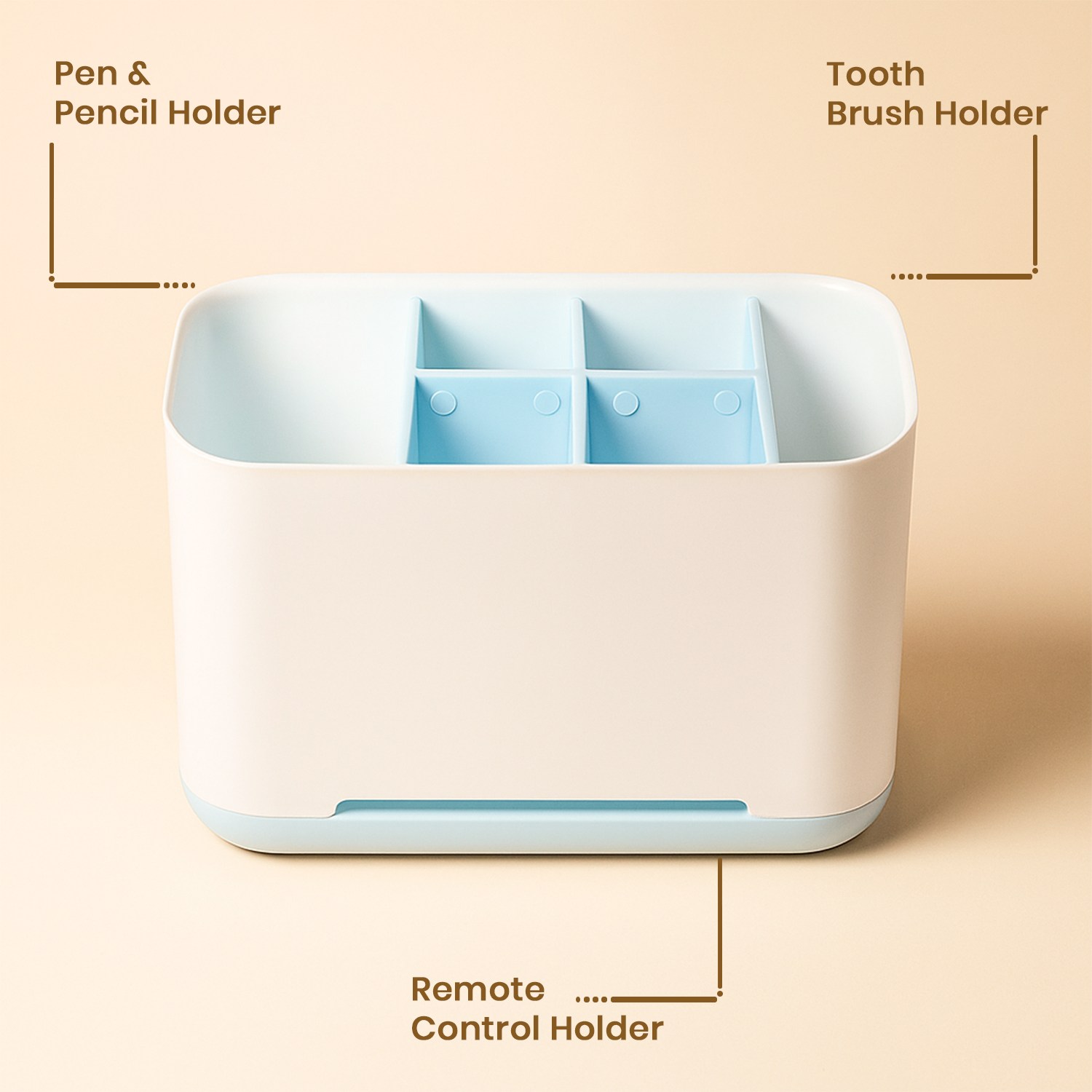 Multi-Purpose Desktop & Bathroom Organizer – Sleek White & Blue Multi-Compartment Caddy 6