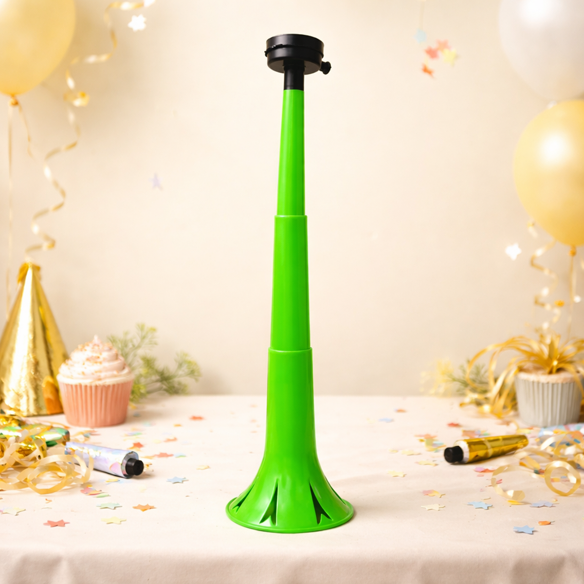 Set of 2 Stadium Horns – 16-Inch Noise Makers for Sports Events, Parties, and Celebrations – Loud Handheld Air Horn Alternatives (Green and Pink)