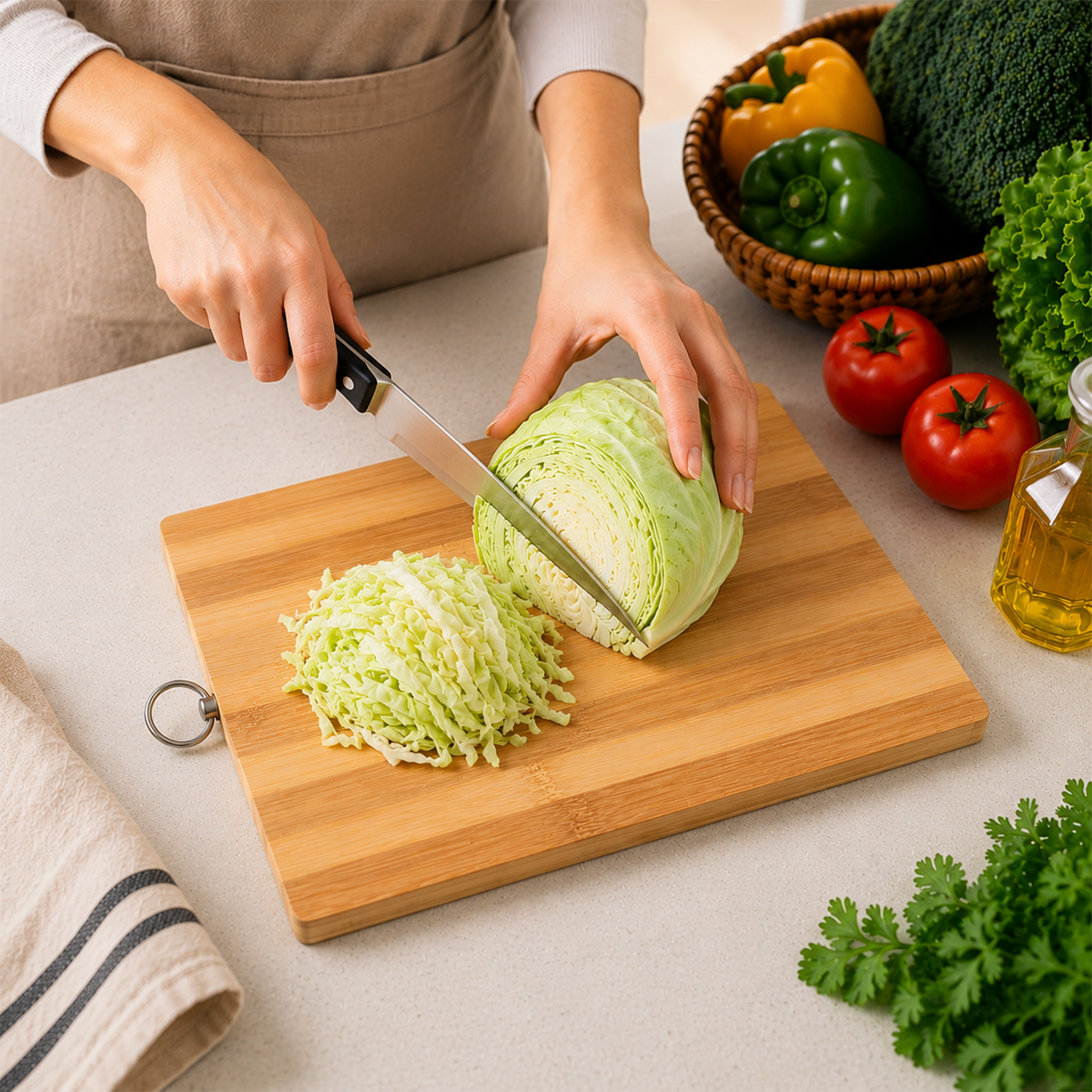 Bamboo Cutting Board for Kitchen – 30 x 20.5 cm Wooden Chopping Board with Hanging Ring for Vegetables, Meat, and Fruits – Durable & Eco-Friendly Kitchen Prep Station