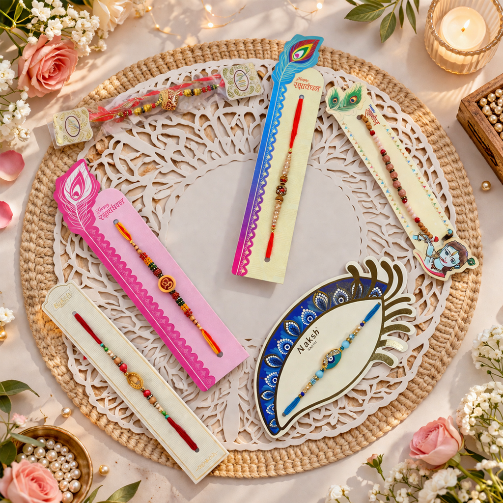 Premium Peacock Rakhi Combo Pack of 6 | Stylish Traditional Rakhi Set for Brothers