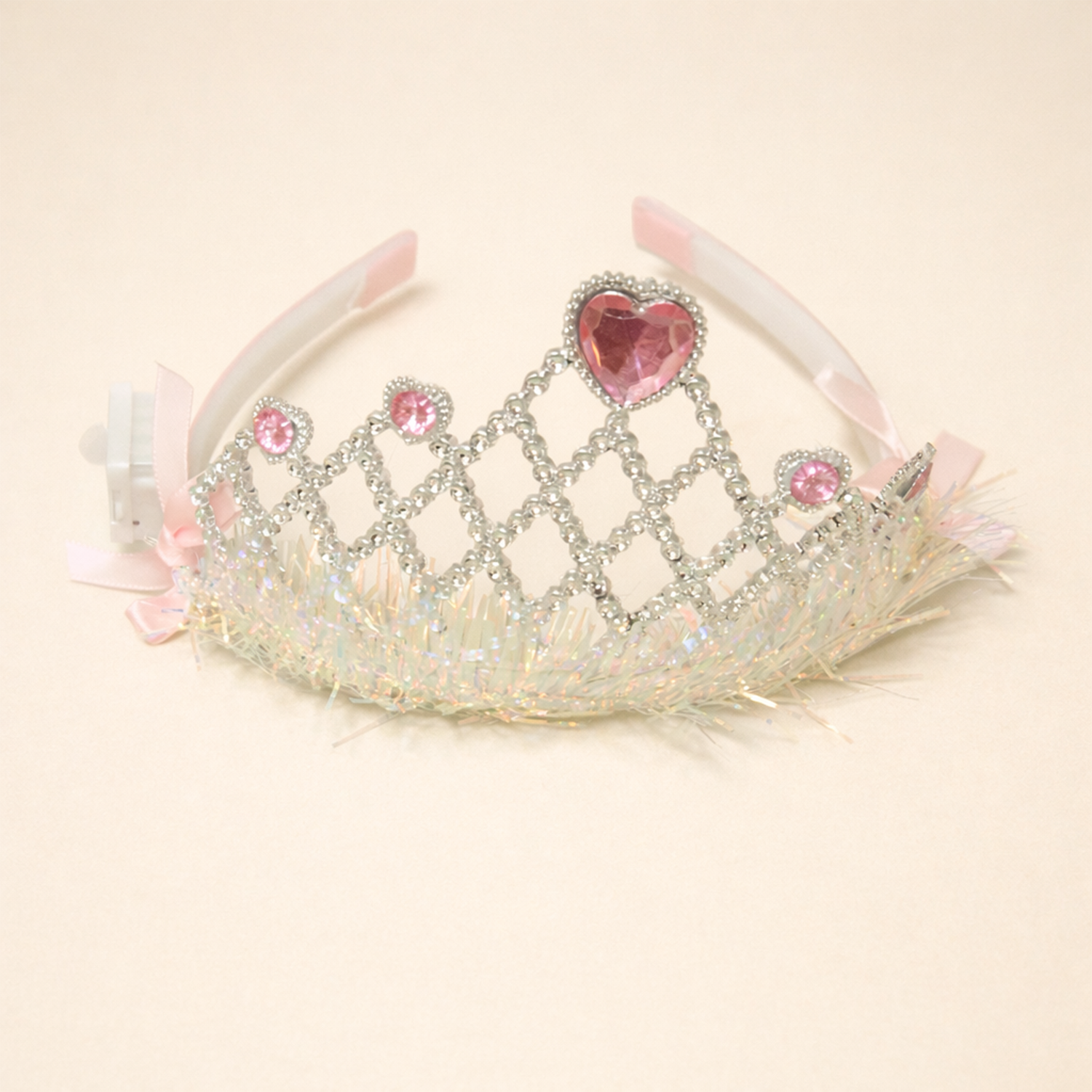 Princess Crown Tiara Headband, with Rhinestones and Feathers, 13.5 cm x 14 cm, for Birthday Parties and School Functions