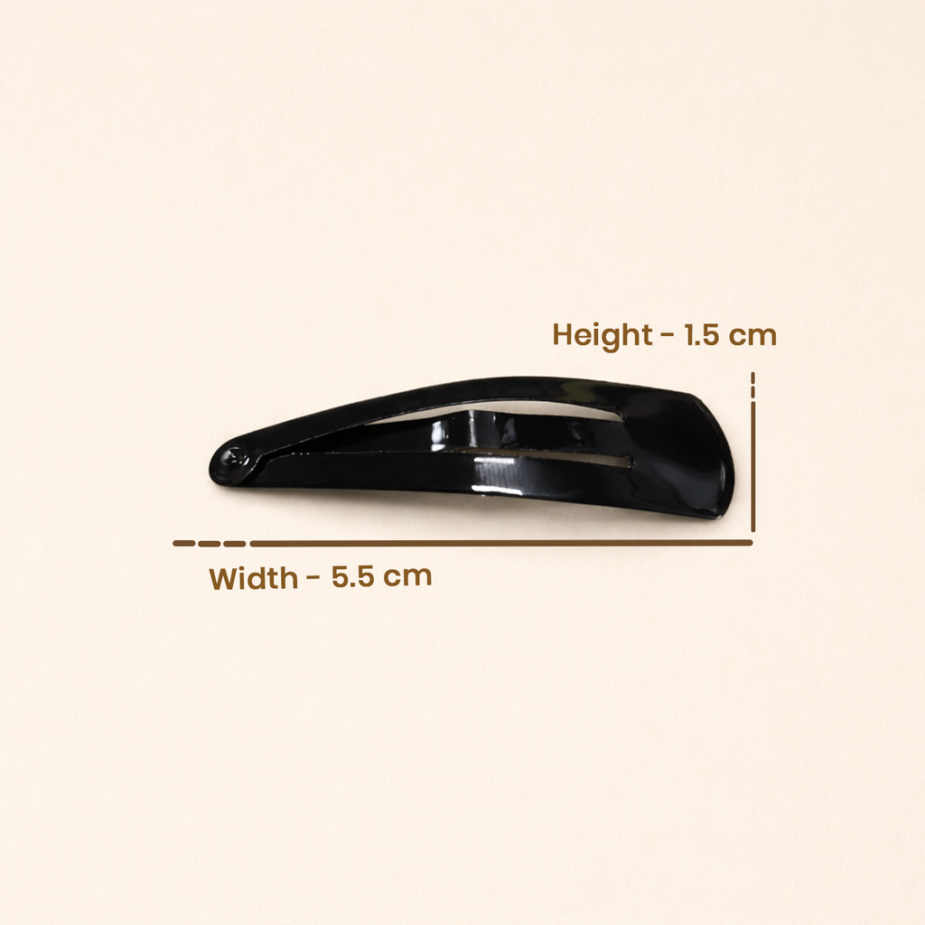 Premium Black Metal Tic Tac Hair Clips – 5 cm Snap Barrettes for Women and Girls, Set for Daily Hairstyling, School, College, and Travel, Pack of 10 Cards