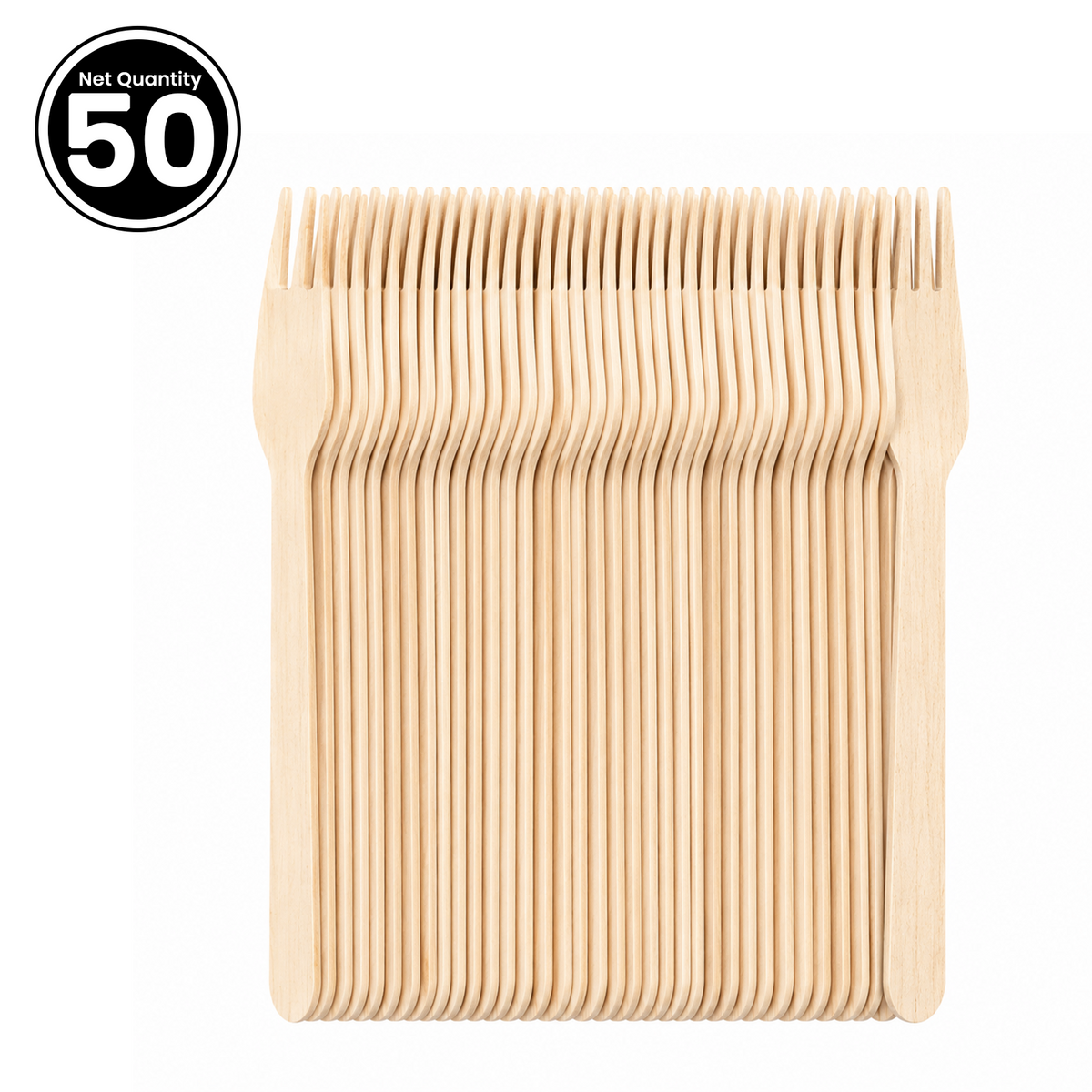 Premium Disposable Wooden Forks - 15cm Eco-Friendly, Compostable & Biodegradable Cutlery for Parties, Picnics, and Catering - Pack of 50