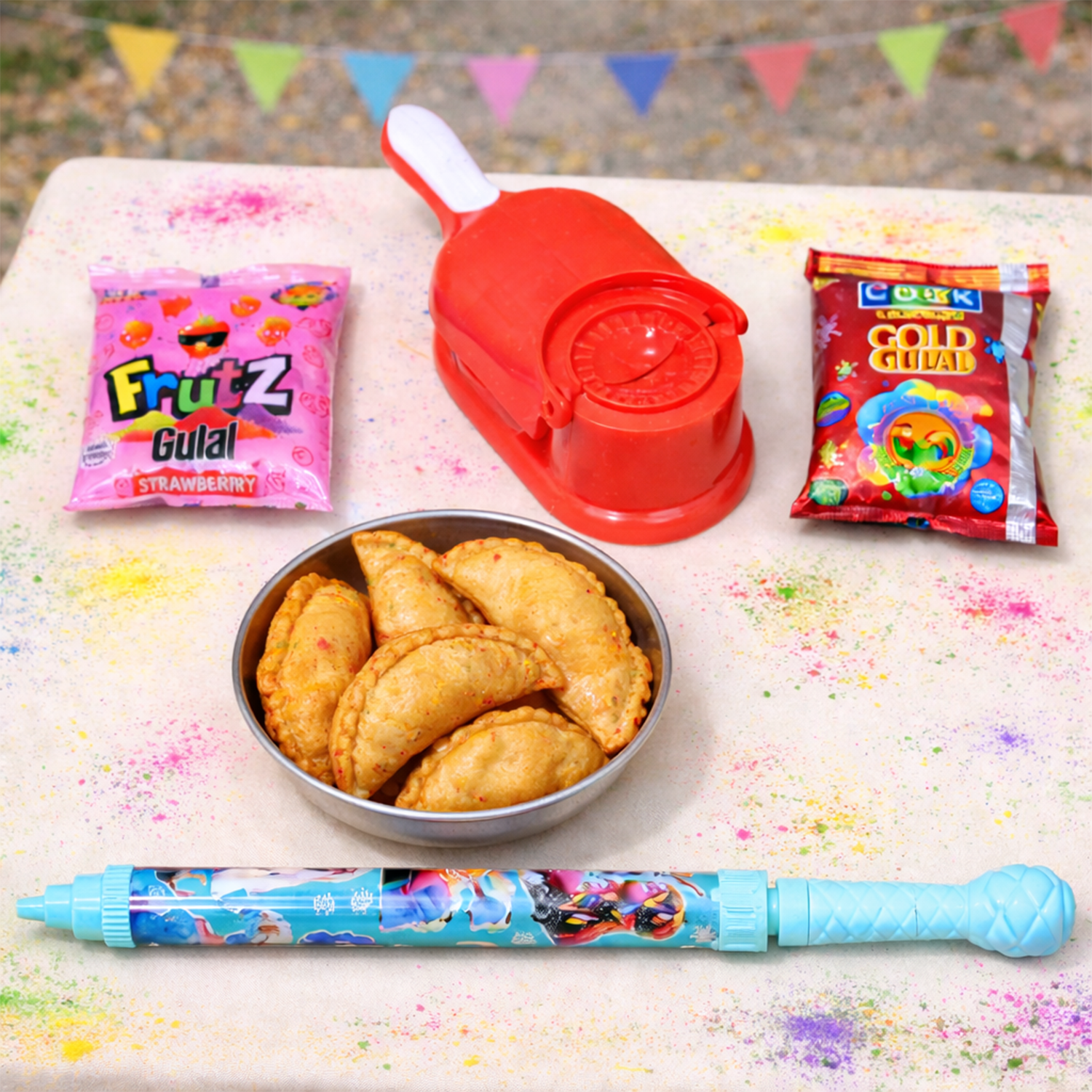 Holi Combo Pack with Pichkari, Gulal, Color Spray & Water Balloons – Holi Celebration Kit