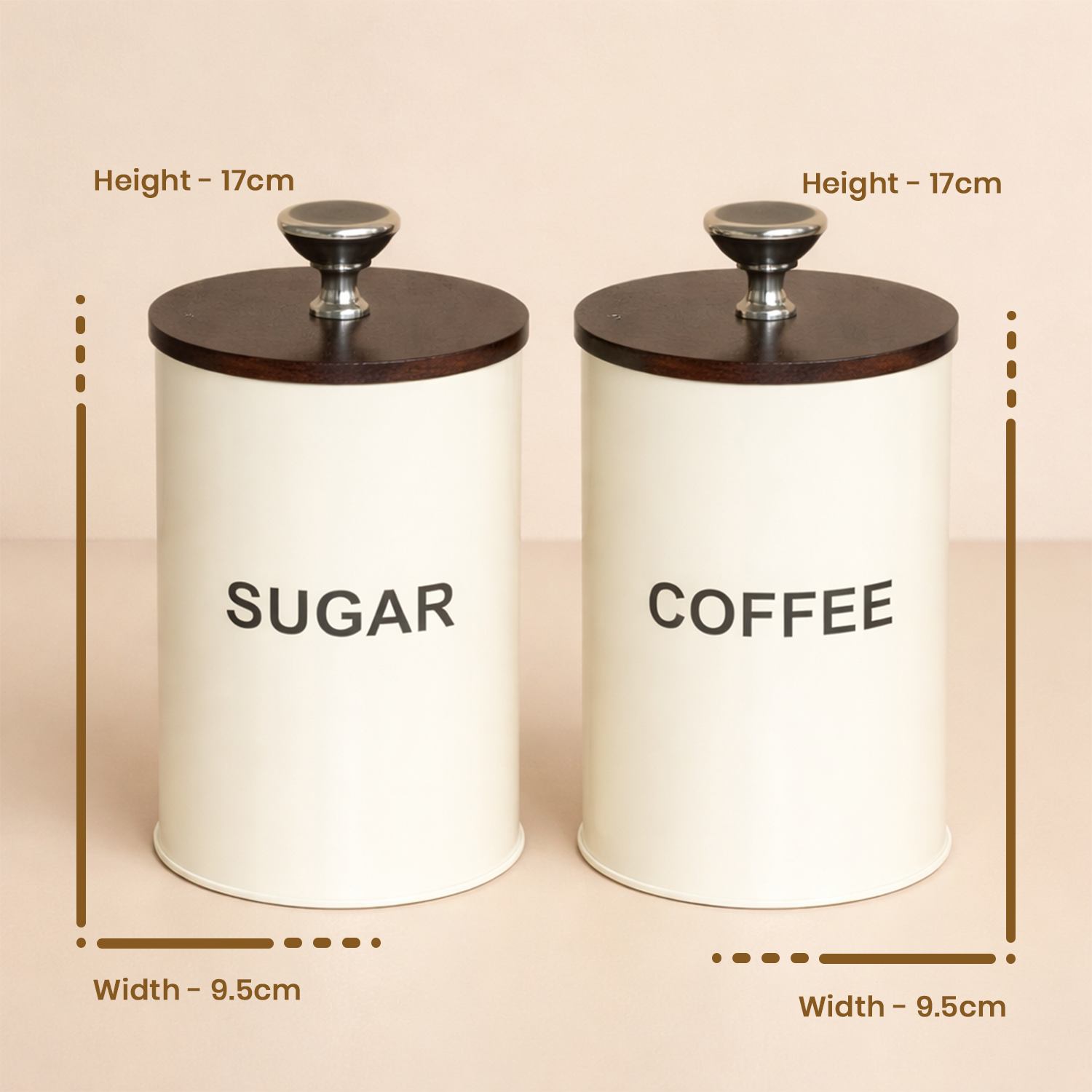Sugar & Coffee Container Jar With Air Tight Wooden Lids (White)