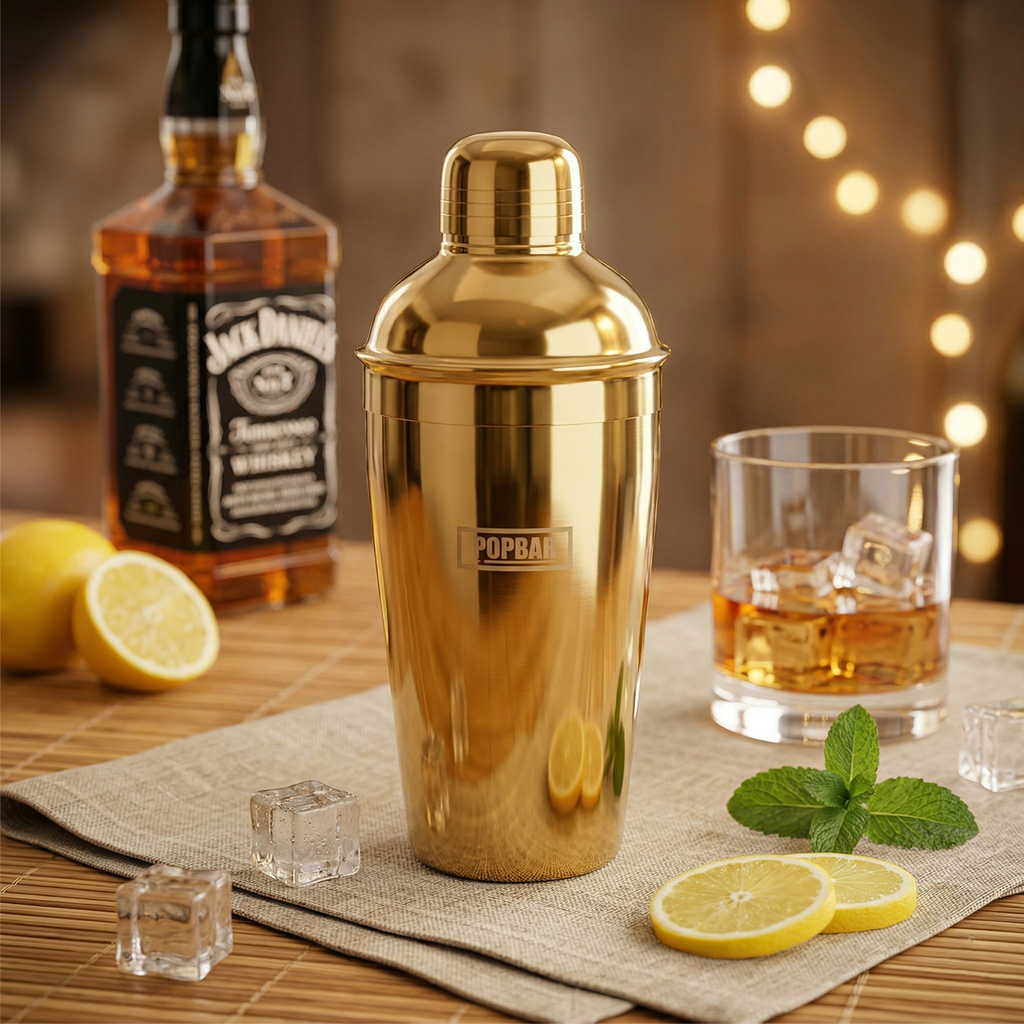 POPBAR Premium Gold Cocktail Shaker – Professional Leak-Proof Stainless Steel Martini Shaker 3
