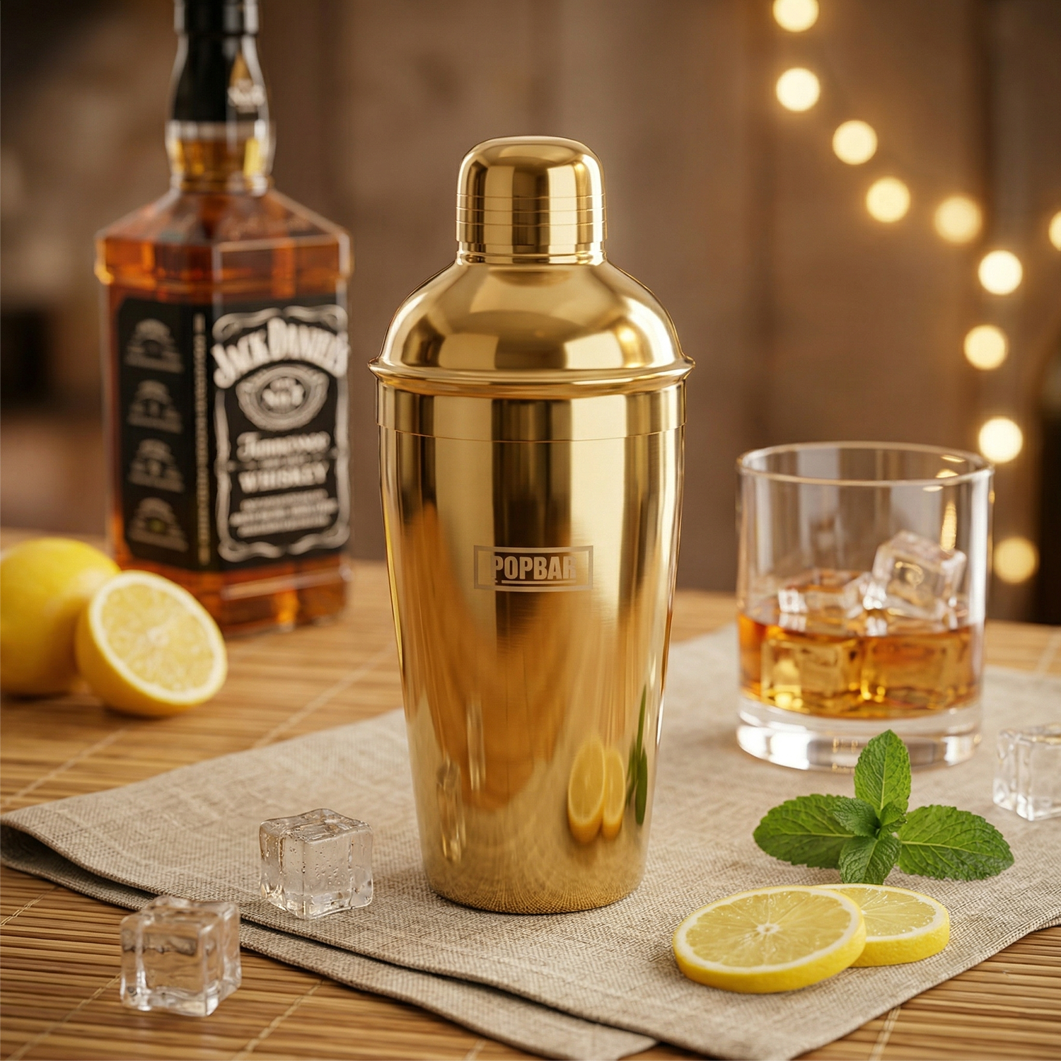 POPBAR Premium Gold Cocktail Shaker – Professional Leak-Proof Stainless Steel Martini Shaker 3
