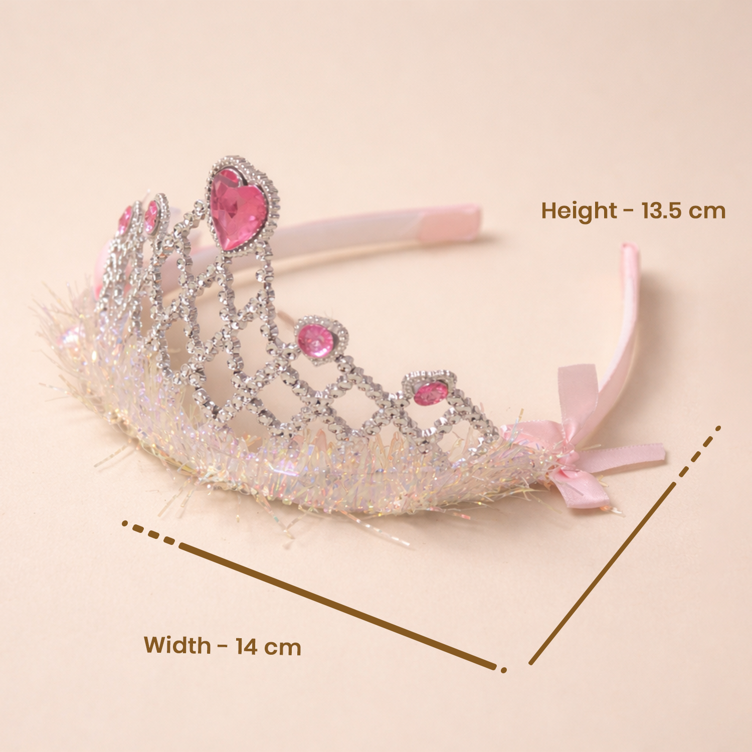 Princess Crown Tiara Headband, with Rhinestones and Feathers, 13.5 cm x 14 cm, for Birthday Parties and School Functions
