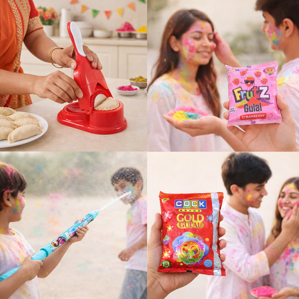 Holi Combo Pack with Pichkari, Gulal, Color Spray & Water Balloons – Holi Celebration Kit